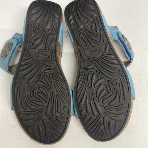 Abeo Una Blue Leather Wedge Sandal Shoes Size 7.5 - Picture 15 of 17